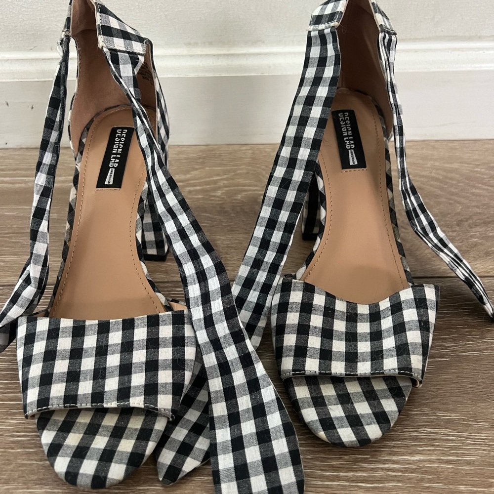 Design Lab Gingham Tie Women Heels